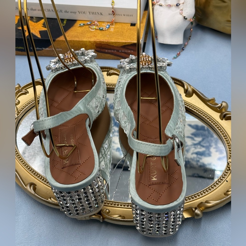 🆕 KURT GEIGER LONDON 🧿 NWOB Chelsea 60 Block Slingback Mules, Mint Green Sz8.5 - Picture 10 of 16